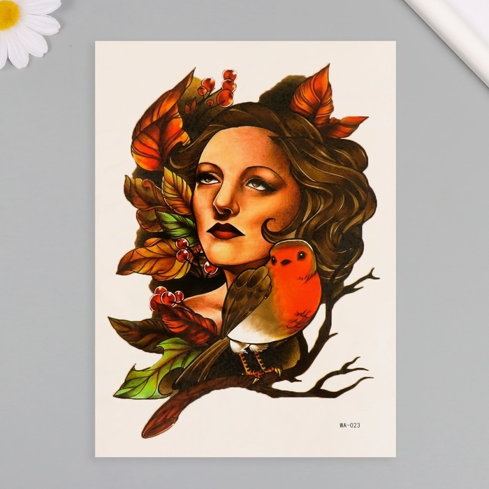 Татуировка на тело цветная Татуировка на тело цветная "Душа осени" 26,1х14,6 см