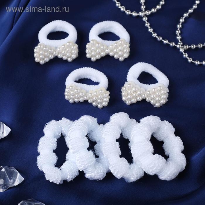 Резинка для волос  Резинка для волос "Арина" (набор 8 шт) бантики, 4 см, белый