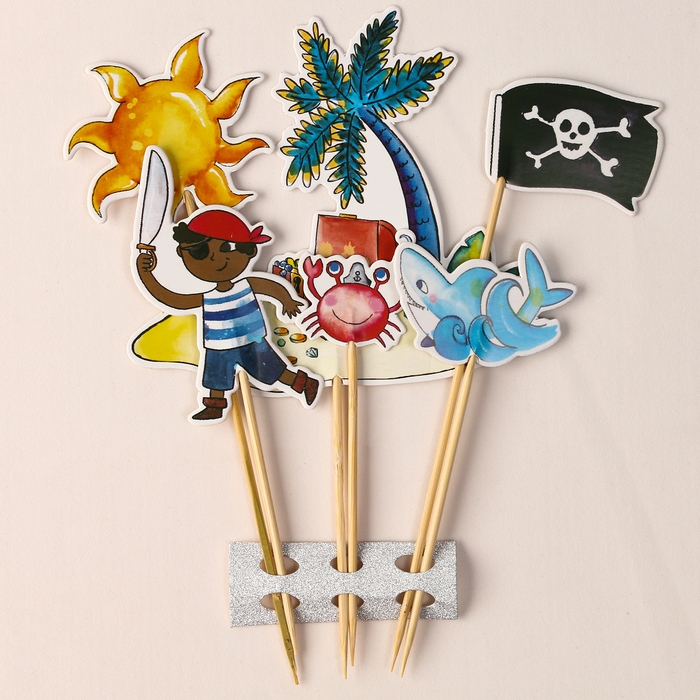 Набор топперов «Пиратская вечеринка», набор 6 шт. Набор топперов «Пиратская вечеринка», набор 6 шт.