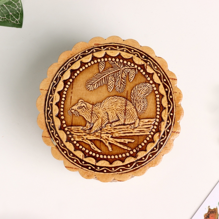 Шкатулка  Шкатулка "Соболь" , с окантовкой, 80 х 40 мм, береста