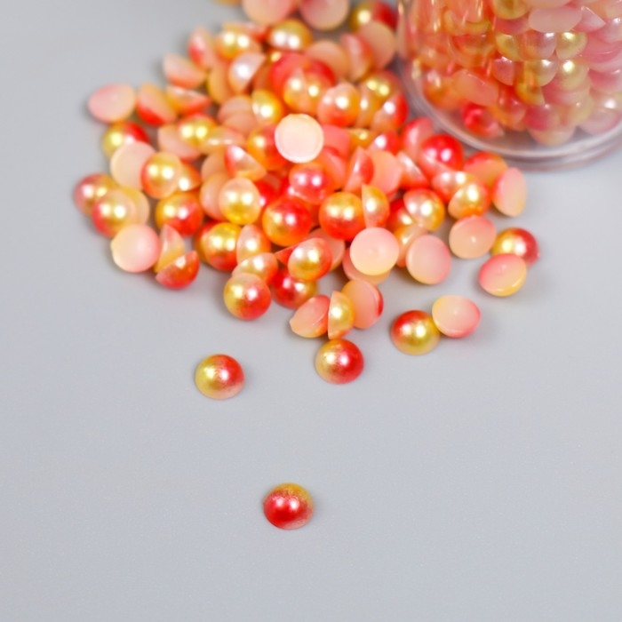 Декор Декор "Полубусины и стразы. Градиент оранжево-жёлтый" d=4 мм 10г 200 шт 5х2,5 см, МИКС