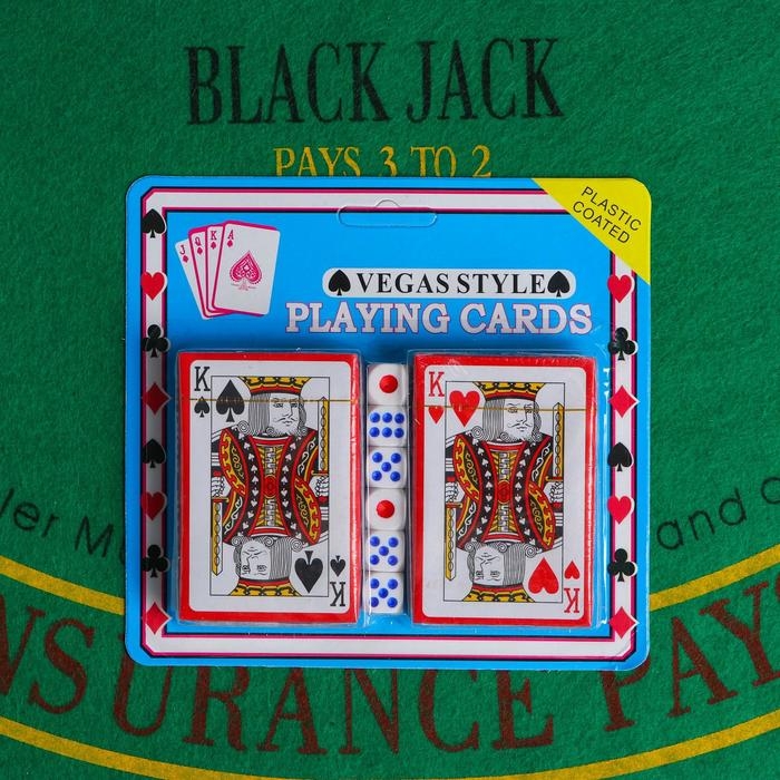 Набор для игры в покер, 2 колоды, кубики игральные 6 шт Набор для игры в покер, 2 колоды, кубики игральные 6 шт