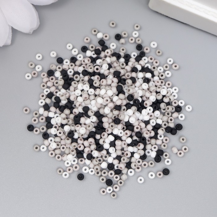 Бисер стекло 11/0  Бисер стекло 11/0 "Матовый. Меланж чёрно-белый" 10 гр