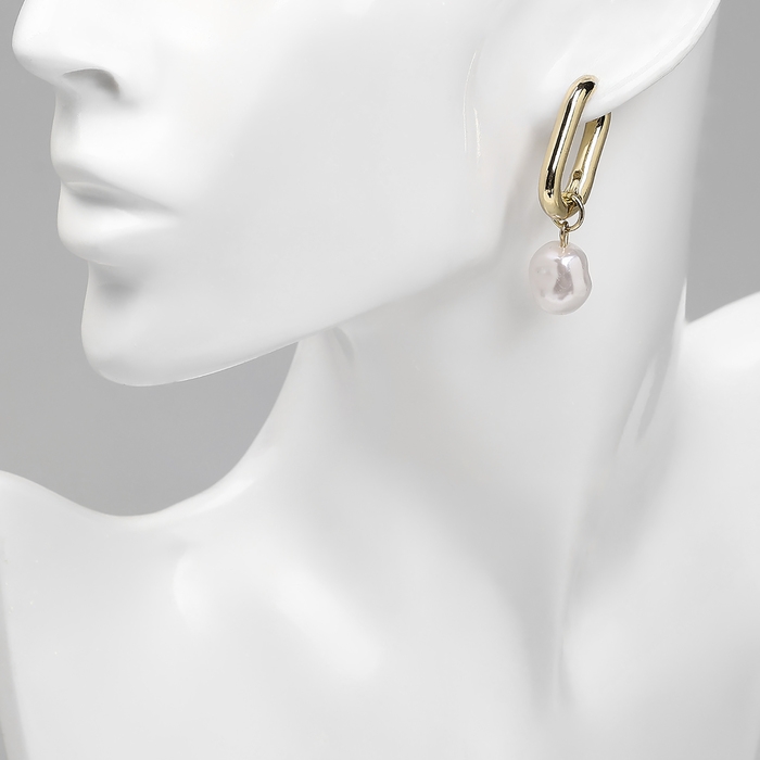 Серьги с жемчугом «Бусина» чувство нежности, цвет золото Серьги с жемчугом «Бусина» чувство нежности, цвет золото