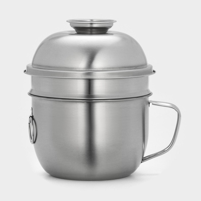 Набор посуды из нержавеющей стали &laquo;Турист&raquo;, 3 предмета: кружка 1,35 л, миска 650 мл, тарелка 300 мл, цвет хромированный