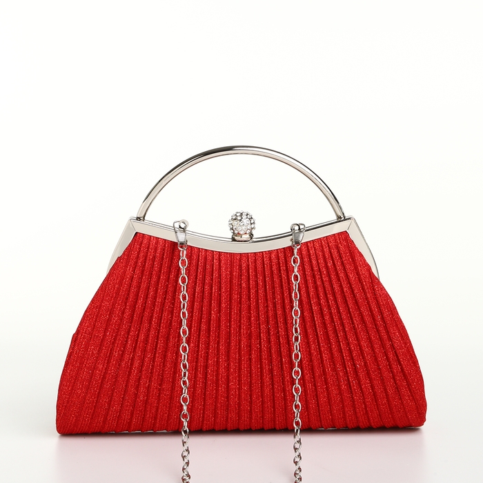 Сумка-клатч на фермуаре, цвет красный