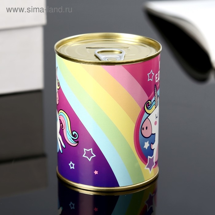 Копилка-банка металл Копилка-банка металл "Коплю на единорога " 7,3х9,5 см