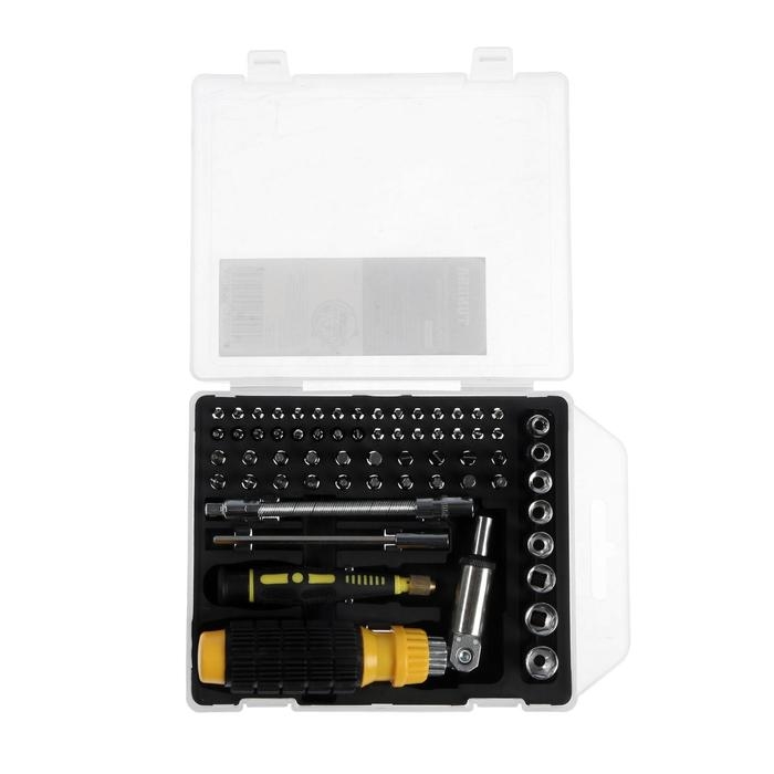 Отвертки с набором бит и торцевых головок ТУНДРА, в кейсе, 5/32 Отвертки с набором бит и торцевых головок ТУНДРА, в кейсе, 5/32", 1/4" 62 предмета