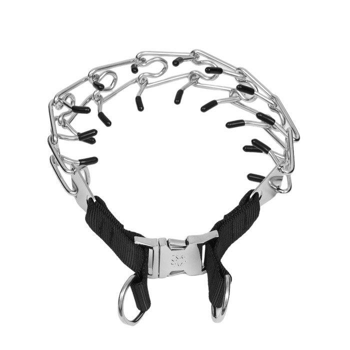 Ошейник строгий с металлическим фастексом и защитными колпачками, 63 см, толщина проволоки 4 Ошейник строгий с металлическим фастексом и защитными колпачками, 63 см, толщина проволоки 4