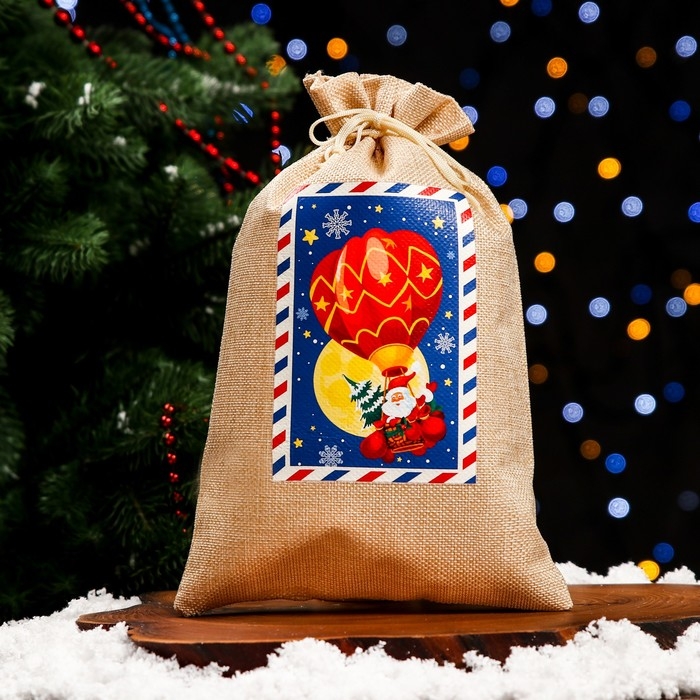 Новый год. Мешок подарочный с термонаклейкой, 20 х 30 см Новый год. Мешок подарочный с термонаклейкой, 20 х 30 см