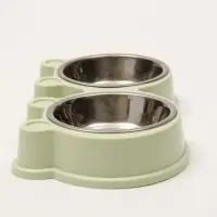 Миска металлическая двойная на пластиковой основе 2 х 160 мл, 28 х 15,5 х 4 см, зелёная