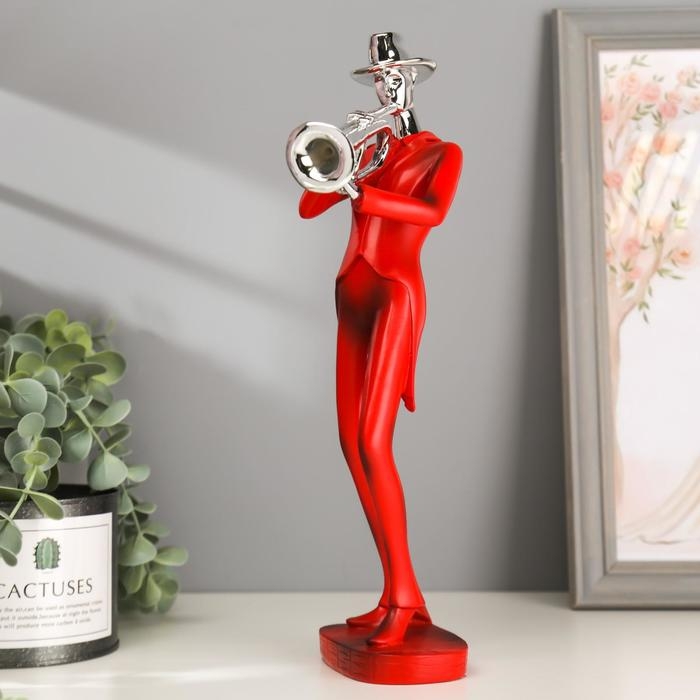 Сувенир полистоун  Сувенир полистоун "Музыкант с саксофоном" красный с серебром 29,5х10,5х13,5 см
