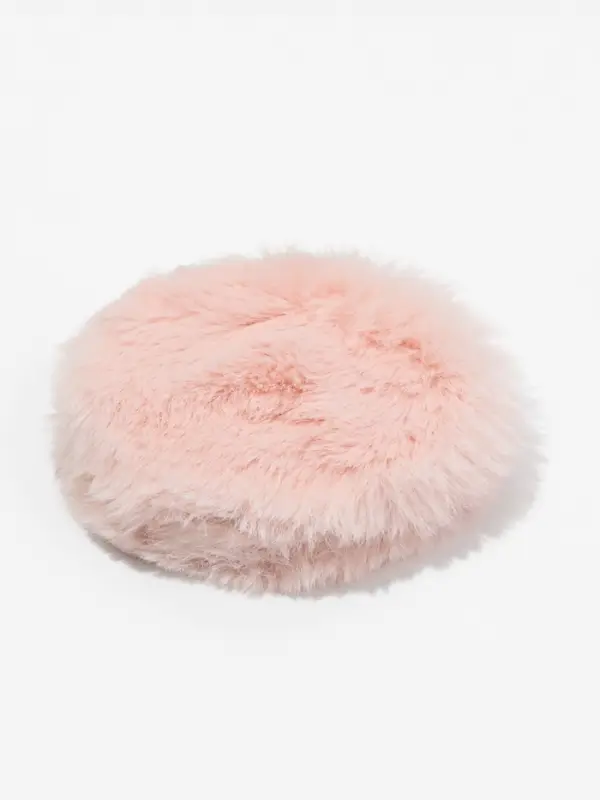 Зеркало складное круг (2) с/увел МЕХ d8см искусств мех/пластик розовый пакет QF