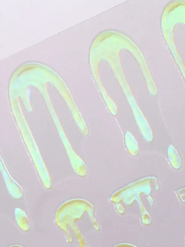 Наклейки для ногтей «Мороженое», голографические, белые