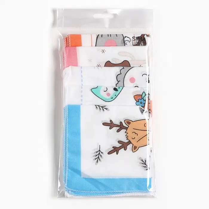 Платки носовые детские &laquo;Крошка Я. Зверята&raquo;, 21&times;21 см, набор 12 шт., хлопок 100%, МИКС