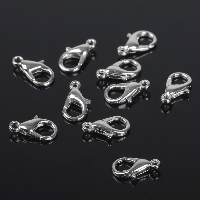 Замок-карабин, (набор 10 шт.), 12×7 мм, цвет серебро Замок-карабин, (набор 10 шт.), 12×7 мм, цвет серебро