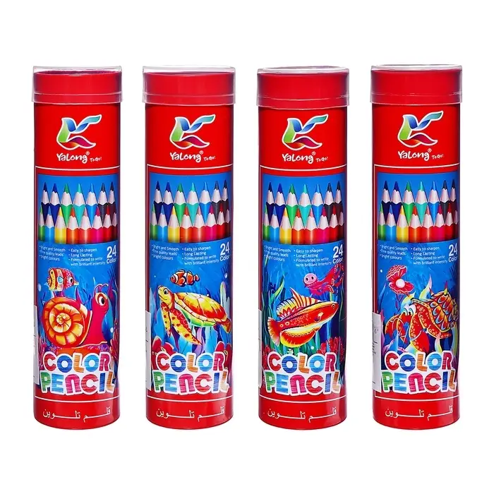 Карандаши 24 цвета, треугольные, деревянные &laquo;Морские обитатели&raquo;, в металлическом тубусе, МИКС