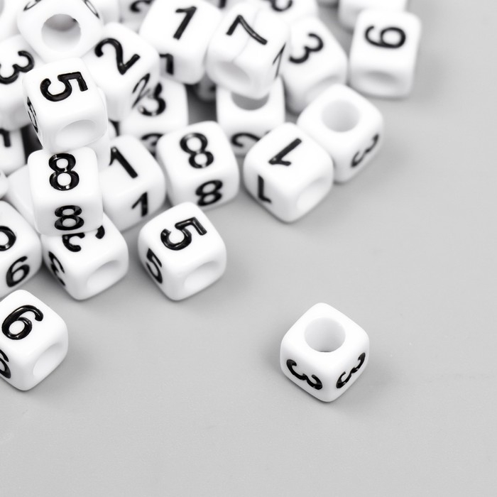 Набор бусин с цифрами Набор бусин с цифрами "Астра" 6х6 мм, 150 шт/упак