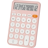 Калькулятор настольный КОМП. Deli EM124, 12-р, батар., 158х105мм, розовый