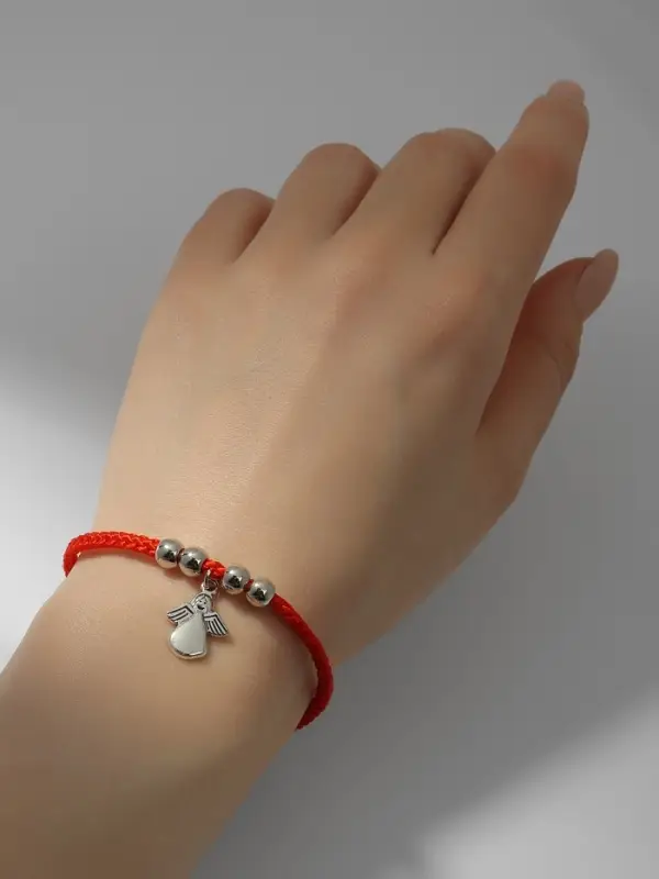 Браслет-оберег &laquo;Красная нить&raquo;, талисман защиты, ангел хранитель, цвет серебро, L=20 см