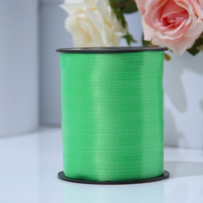 Лента для декора и подарков 0,5 см х 500 м, зелёная Лента для декора и подарков 0,5 см х 500 м, зелёная