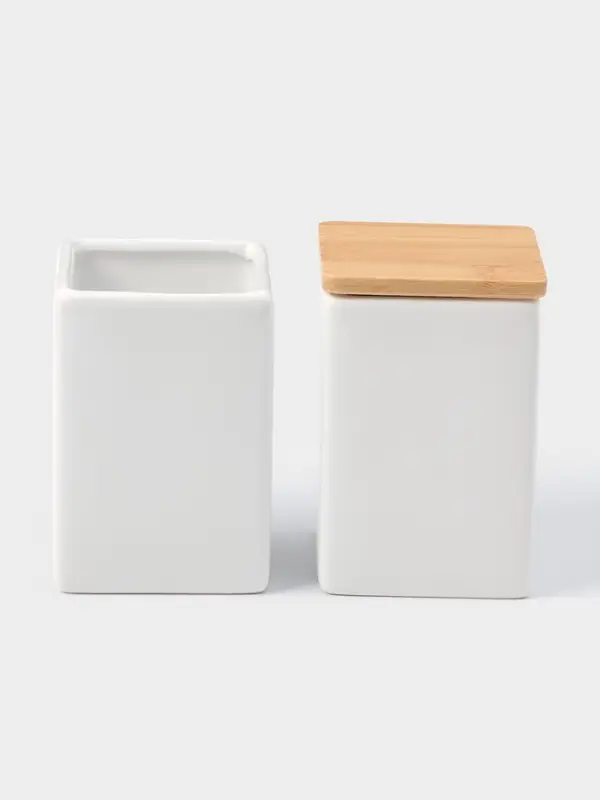 Набор аксессуаров для ванной комнаты SAVANNA Square, 4 предмета, дозатор для мыла, 2 стакана, подставка, белый