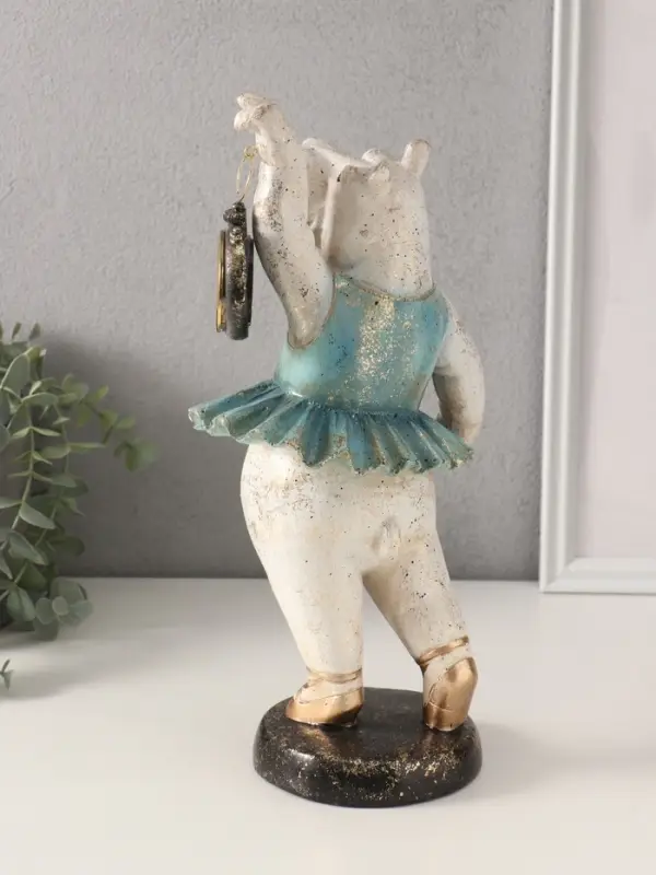 Фигурка - часы настольные полистоун &laquo;Бегемот-балерина&raquo;, 13.5&times;15&times;32.5 см