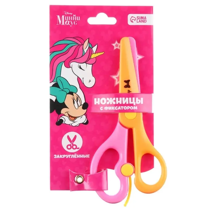 Ножницы детские 13 см, пластиковые двухцветные ручки, Ножницы детские 13 см, пластиковые двухцветные ручки, "Единорог", Минни Маус, МИКС