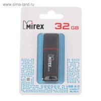 Флешка Mirex KNIGHT BLACK, 32 Гб, USB2.0, чт до 25 Мб/с, зап до 15 Мб/с, черная