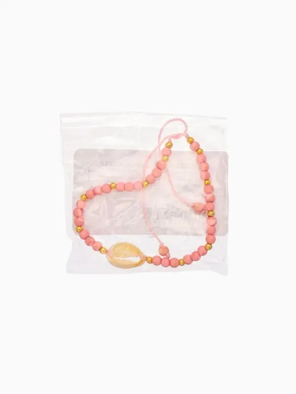 Браслет "Моана" камень пирит, длина 16 см, цв. розовый