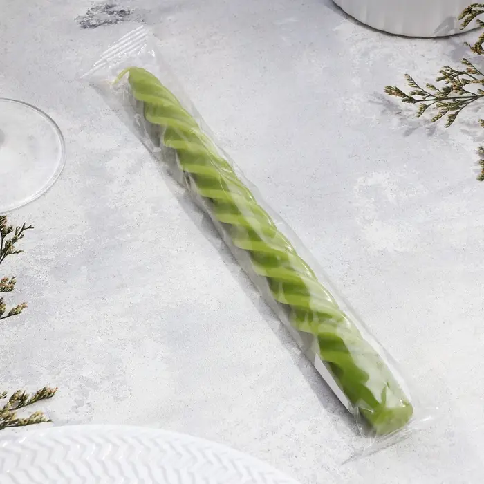 Свеча витая, 2.3&times;24.5 см, 5 ч, 50 г, оливковая