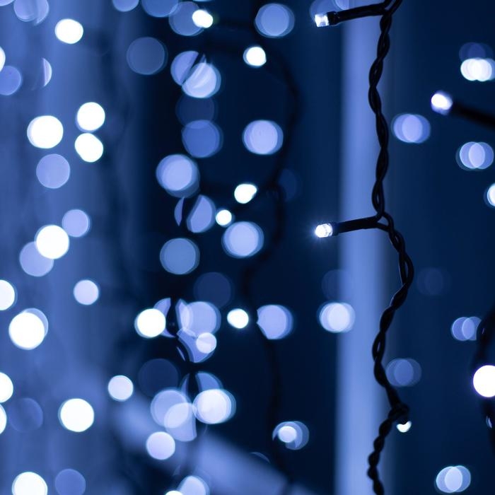 Гирлянда «Занавес» 2 × 1.5 м, IP44, УМС, тёмная нить, 360 LED, свечение белое, 220 В
