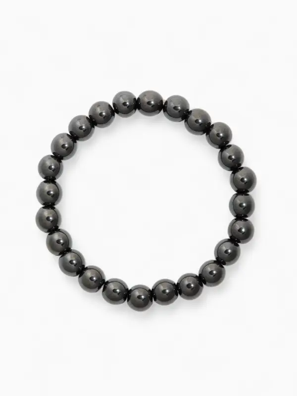 Набор браслетов из бусин &laquo;Гематит и Агат&raquo;, 2 шт. шар №8, №10, чёрный, металлик