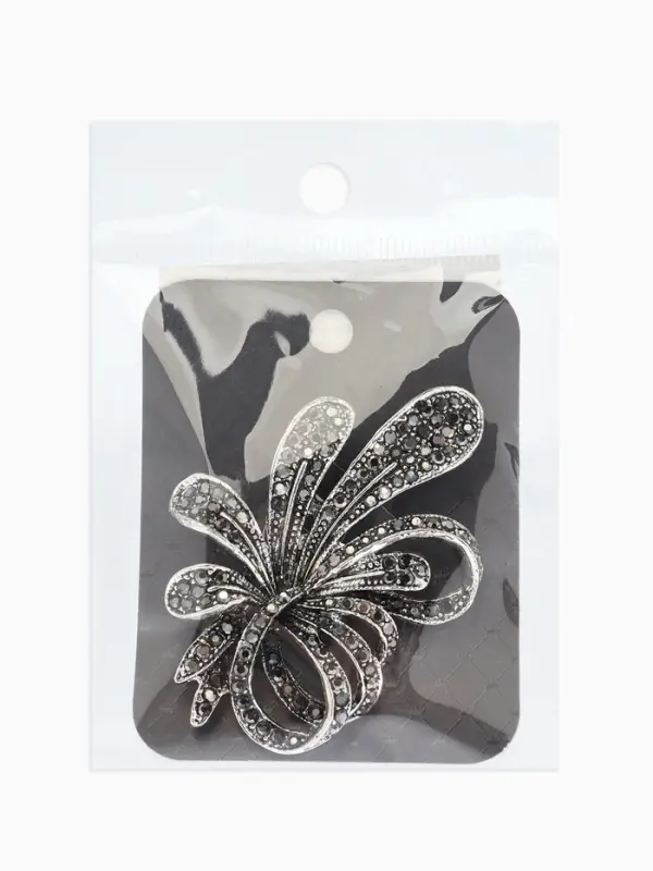 Брошь &laquo;Завиток&raquo;, из листьев, серая в чернёном серебре