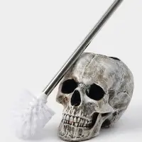 Ёршик для унитаза с подставкой &laquo;Череп&raquo;, стальная ручка, 16&times;15&times;22 см, белый