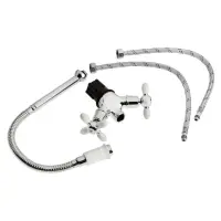 Смеситель для кухни ZEIN ZC2033, гибкий излив, кран-букса латунь 1/2", белый/хром