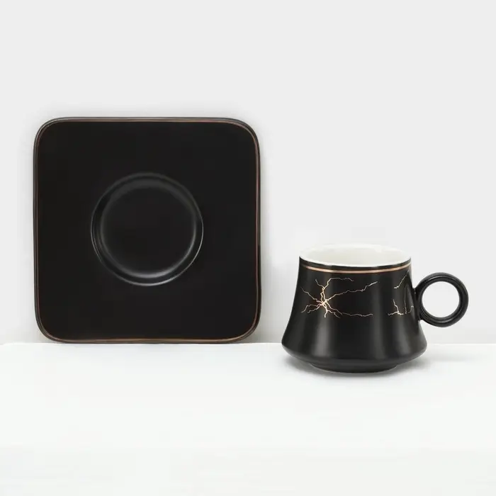 Набор кофейный &laquo;Мейси&raquo;, 12 предметов: 6 чашек 100 мл, 6 блюдец d=11 см, керамика, чёрный