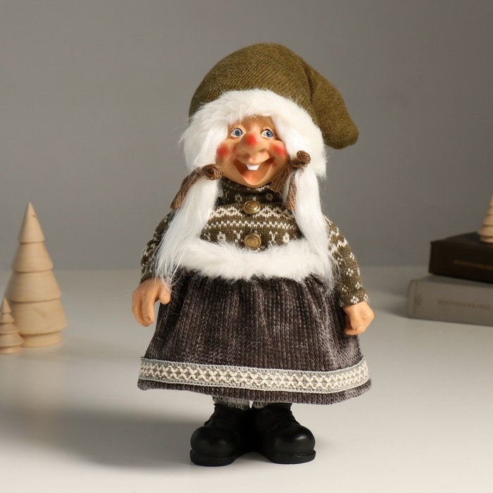 Кукла интерьерная Кукла интерьерная "Бабка Ёжка в зелёном наряде и колпаке" 37 см