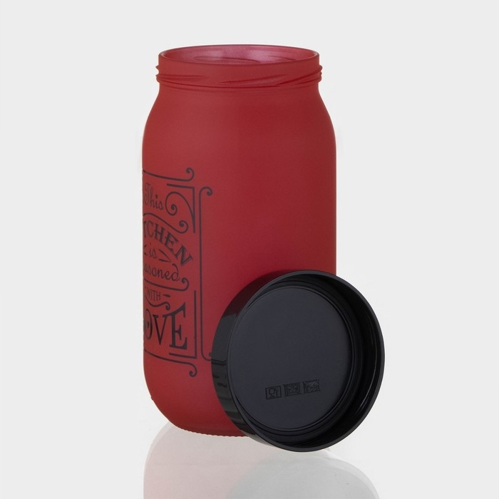 Банка стеклянная для сыпучих продуктов «Любовь на кухне», 1 л, цвет красный