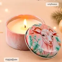 Свеча ароматическая, в железной банке &laquo;Розовые украшения&raquo;, клубника, d=4.8 см
