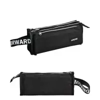 Пенал мягкий, 2 отделения и наружный карман 100&times;210&times;75 мм, объёмный, deVENTE Moving Forward. Black, с ручкой, вставки из экокожи