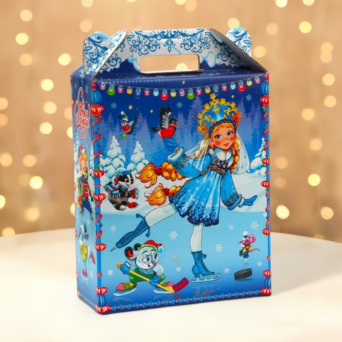 Новый год. Подарочная коробка новогодняя Подарок Новый год. Подарочная коробка новогодняя Подарок "Зимние забавы" 16,8 х 7 х 25 см.