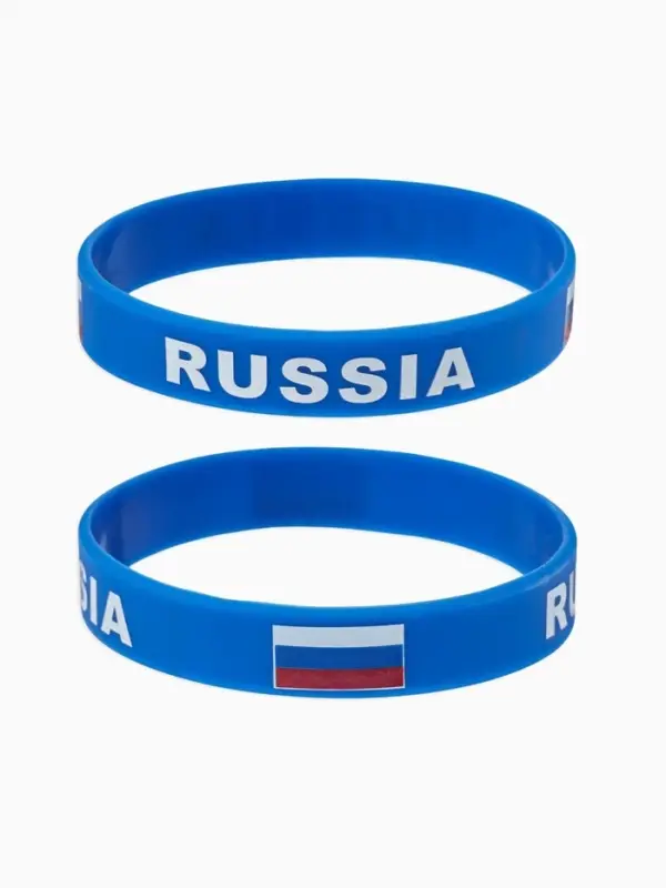 Силиконовый браслет &laquo;РОССИЯ&raquo;, синий