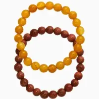 Набор браслетов 2 шт. &laquo;Цитрин и Авантюрин коричневый&raquo;, d=6 см, шар №8, жёлтый, коричневый