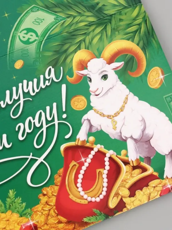 Конверт для денег &laquo;Благополучия в новом году! Бараны&raquo;, 16.5&times;8 см