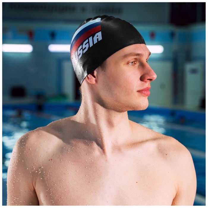 Шапочка для плавания взрослая ONLYTOP RUSSIA, силиконовая, обхват 54-60 см