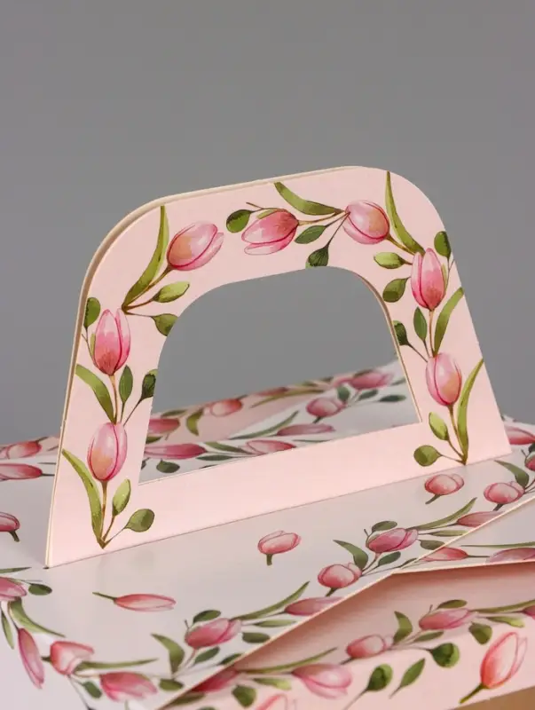 Коробка подарочная пасхальная с окном &laquo;Тюльпаны&raquo;, розовый, 15&times;15&times;18 см