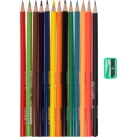 Карандаши цветные KOLORES трехгр. 12шт/наб + 1 ч/г,точилка,карт.тубус 93319