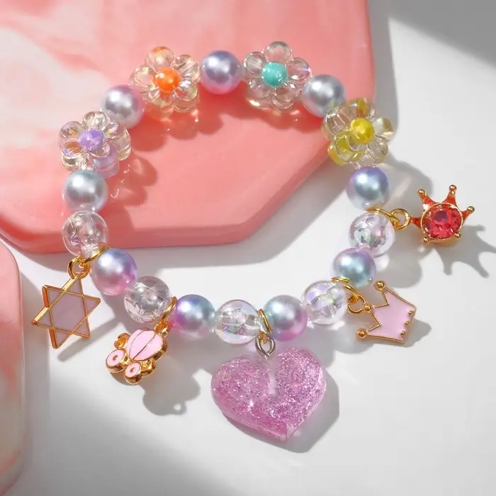 Браслет детский &laquo;Выбражулька. Принцесса с цветами&raquo;, d=5.5 см, разноцветный в золоте