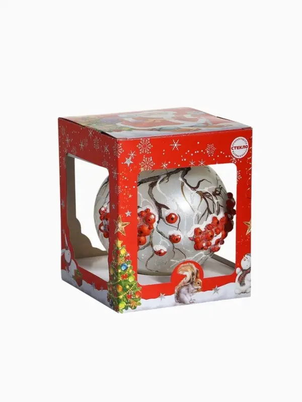 Ёлочный шар &laquo;Гроздья рябины&raquo; новогодний, d=9.5 см